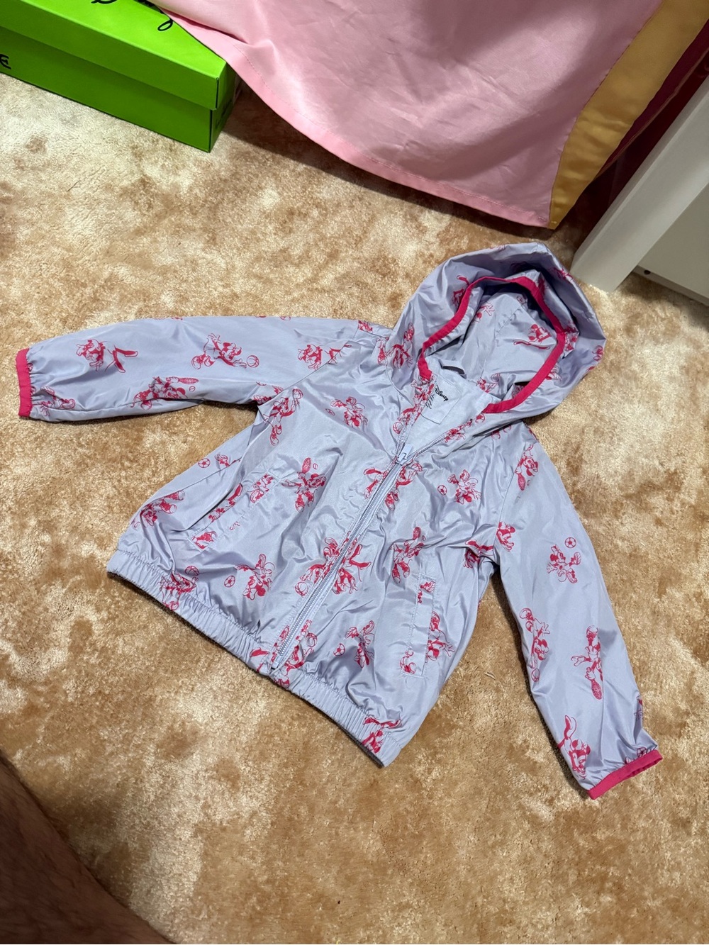 GAP Light Purple Floral Raincoat with Pink Trim